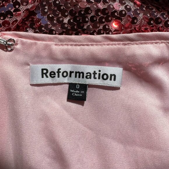 Reformation Saviolla Skirt Low Rise Micro Mini Sequin Sparkle Party in Pink 0 - Picture 12 of 14